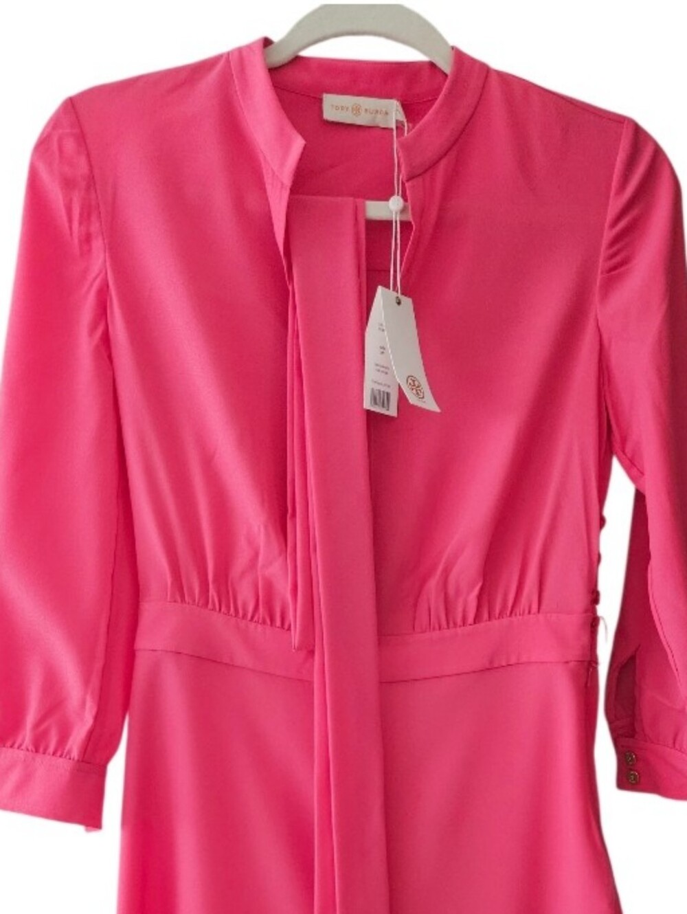 NWT Tory Burch JUDI Fuchsia Belted Front Slit Midi Dress - Picture 5 of 10